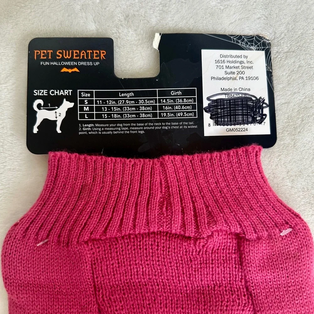 Ghoul Gang Halloween‎ Dog Pet Sweater Medium Pink Knit NWT